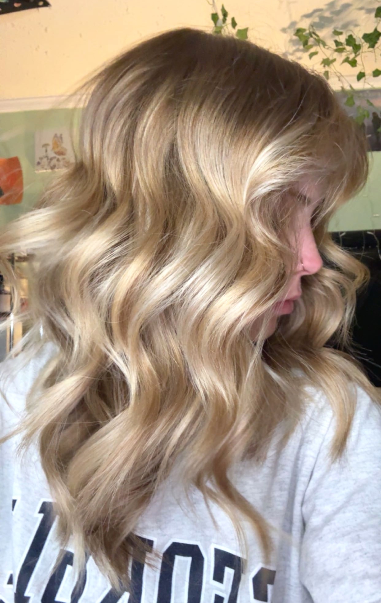 Niece blonde balayage before and after