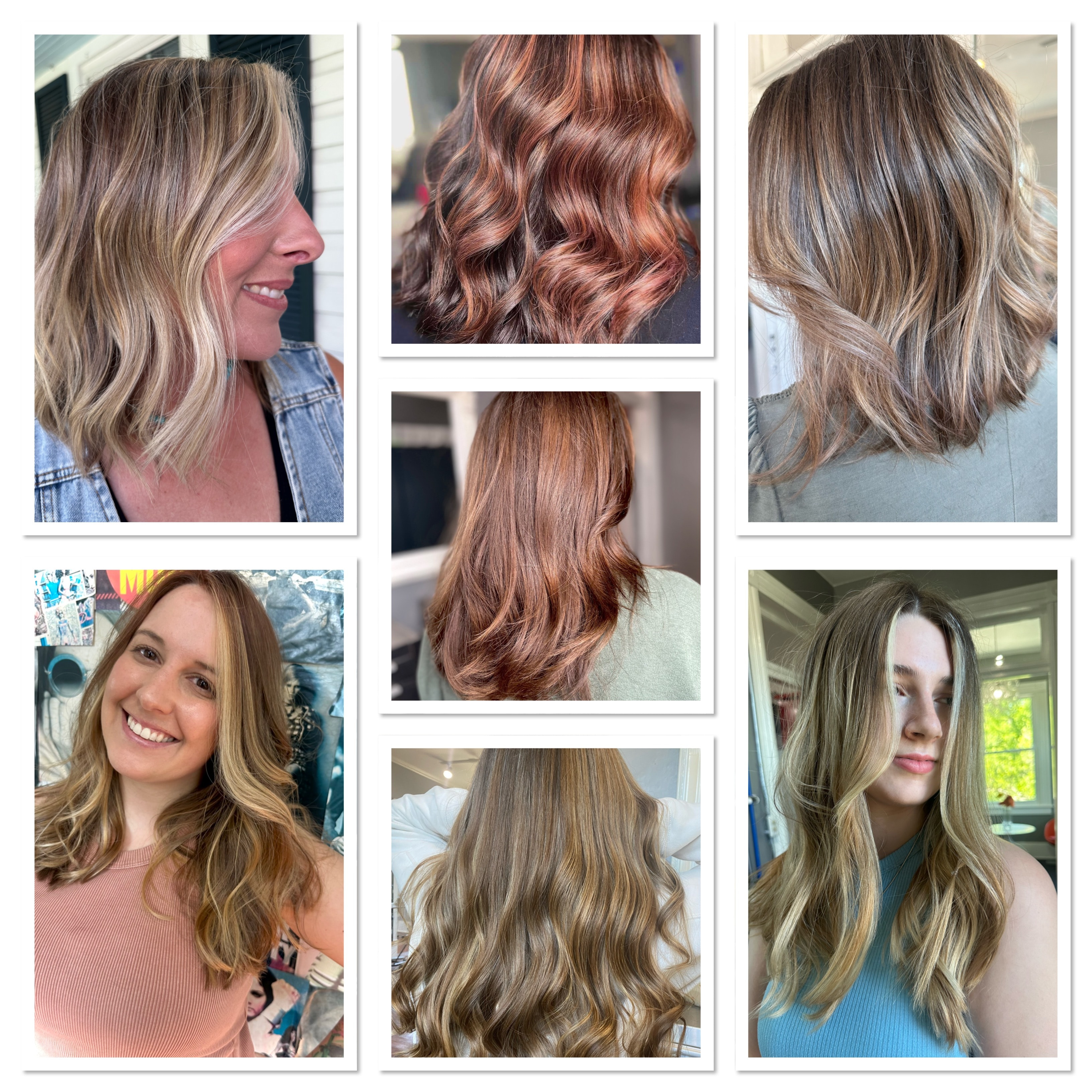 Balayage highlights collage by Tiffany